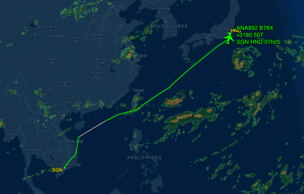 Hành trình chuyến bay NH892 All Nippon Airways