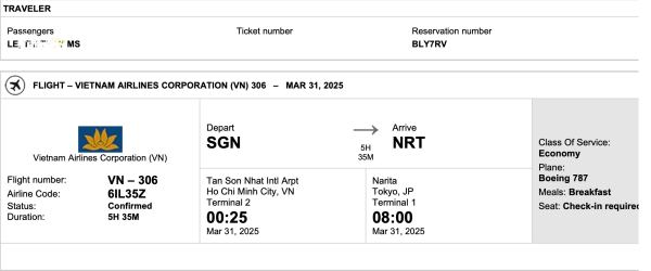 Vé máy bay du học Nhật Bản của hãng Viẹtnam Aiirlines